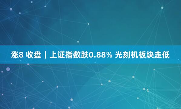 涨8 收盘｜上证指数跌0.88% 光刻机板块走低